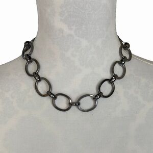 Gunmetal Oval Link Chain Necklace • Modern Statement • Adjustable